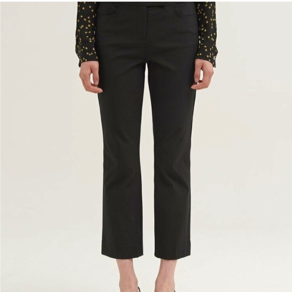 Theory Black Crop Pant in Double Stretch Cotton